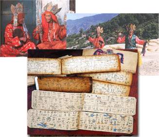Dongba priests and scripts.